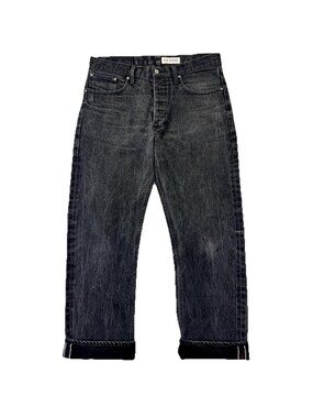Gustin #99 Japan Black x Black 13.5oz Raw Selvedge Denim Jeans Men 34x30 Marbled